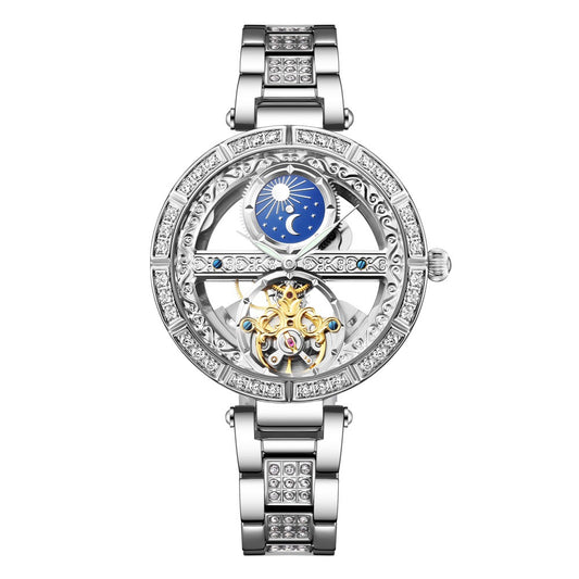 Waterproof Fashion Diamond Carved Hollow Automatic Mechanical Watch