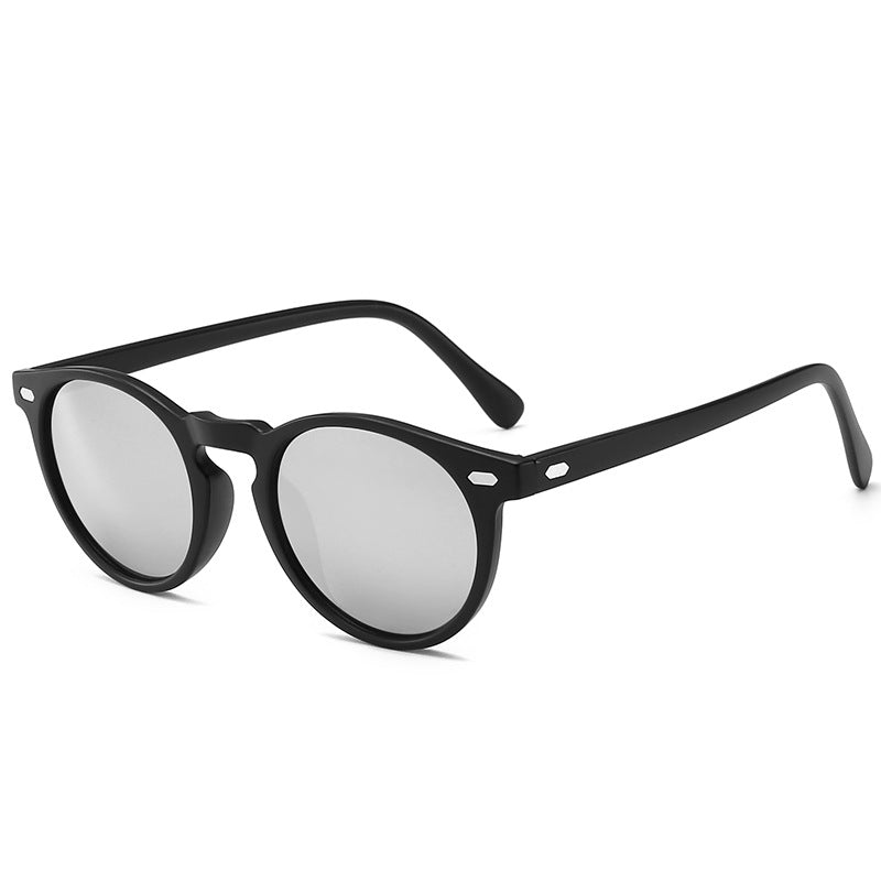 New Classic Retro Round Sunglasses Trendy Women's Reflective Sunglasses Men's Sunglasses 9863