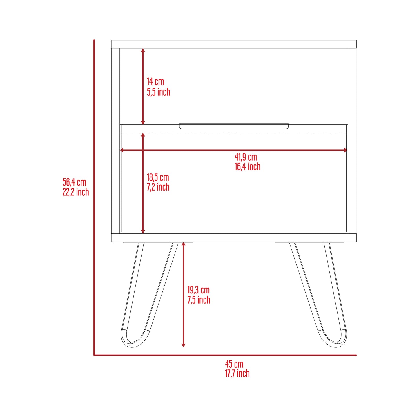White Creek 1-Shelf 1-Drawer Nightstand