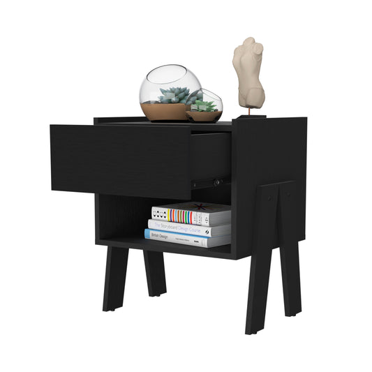 Black Wengue 1-Drawer 1-Shelf Nightstand