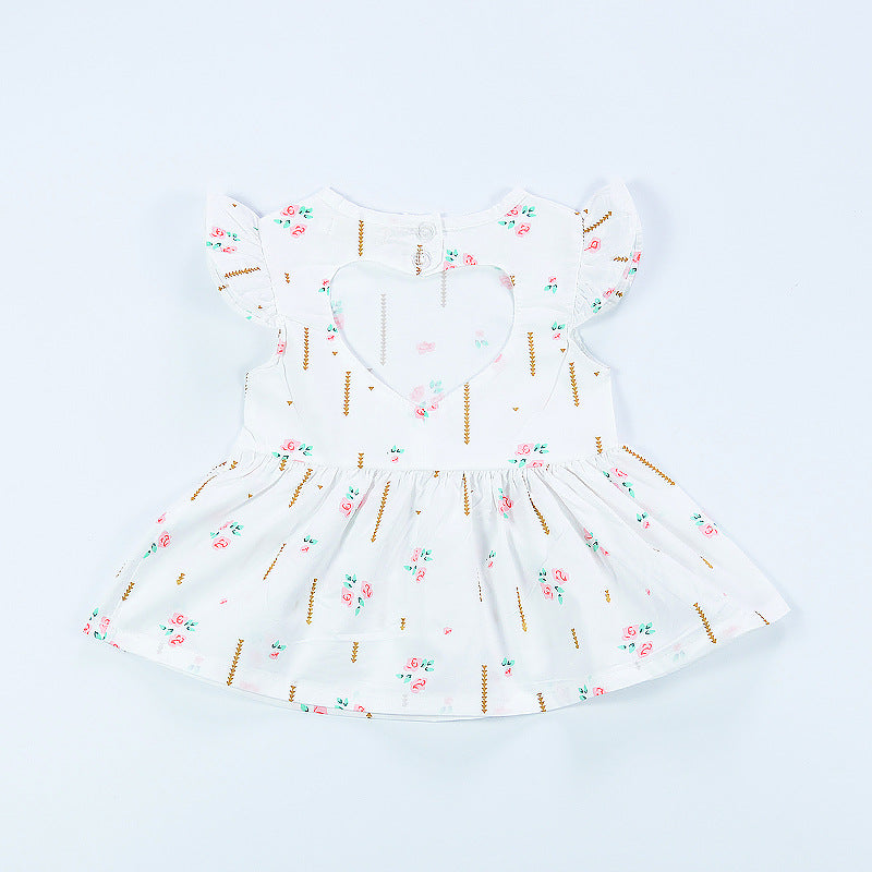 Baby love lvkong dress female baby fly sleeve flower print dress cotton children new kids clothing
