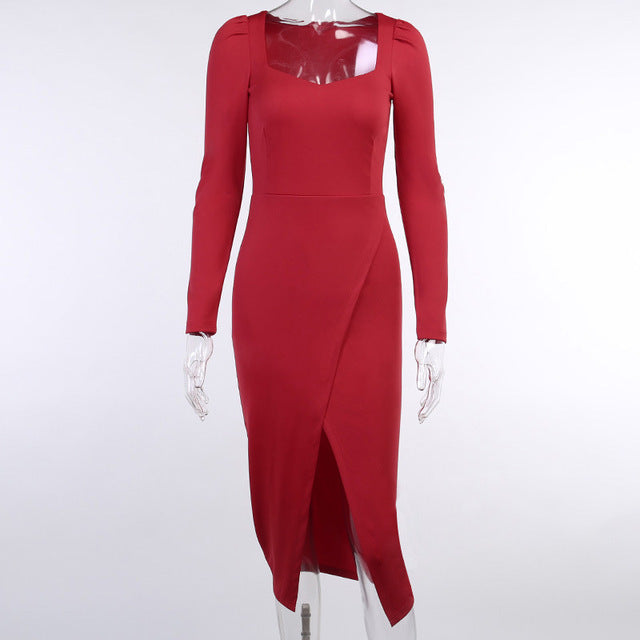 Women Winter New Arrival Long Sleeve Square Collar Hem