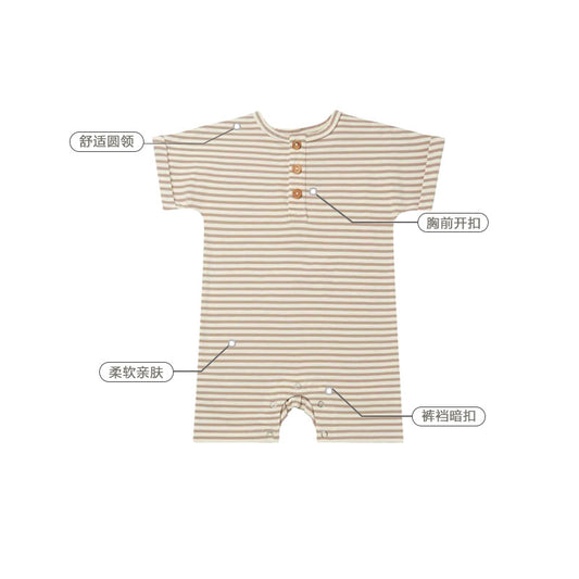 1a Ins Wind Baby Clothes Cotton Male Baby Thin Section Romper Summer Short-sleeved Jumpsuit Female Baby Chest Open Romper