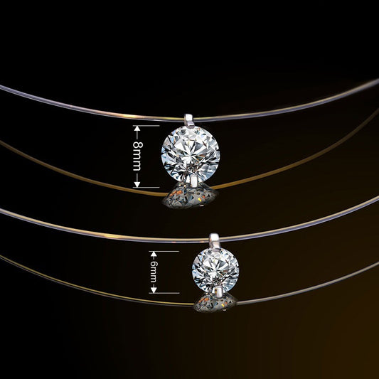925 Silver Transparent Fishing Line Necklace Women's Clavicle Chain Elegant Invisible Mermaid Tears Single Diamond Pendant Summer New Necklace