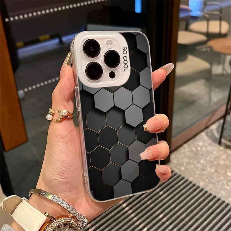 Three-dimensional Honeycomb For Apple 15 Mobile Phone Case IPhone14 Frosted 13pro Yuan Air Shell 12 Drop-resistant 11/xs