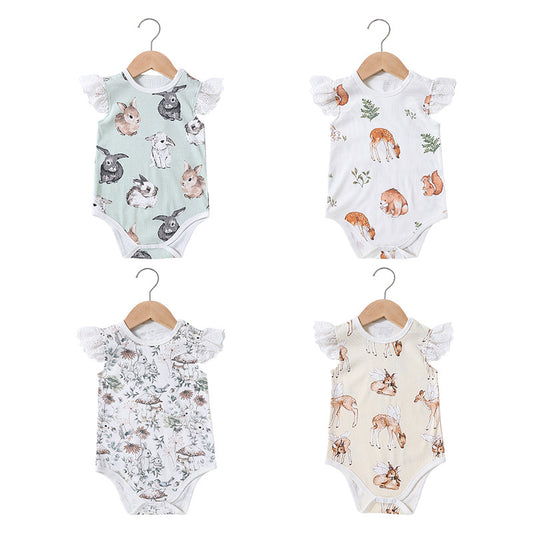 Summer New Baby Fart Clothes Ins Female Baby Short-sleeved Romper Newborn Jumpsuit Baby Romper Thin Section