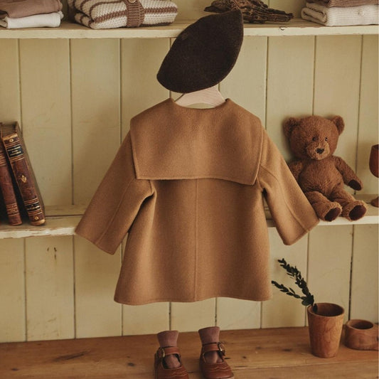 Girls' Woolen Overcoat Winter New Baby High-end Woolen Thickened Coat Baby Mid-length Top