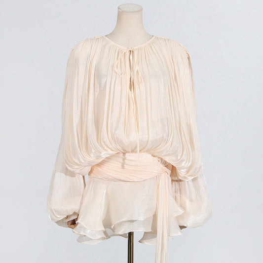 European And American Sexy Sweet And Spicy Style Dress 2025 New Loose Lazy Long Sleeve Strap Slim-fit Short Dress For Women