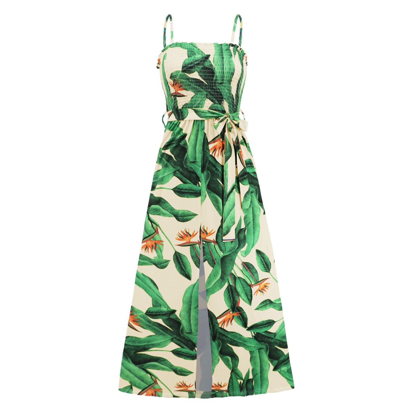 New Arrival Summer Women's Clothes 2023 Hawaiian Print Dress Sexy Suspenders Slit Long Skirt