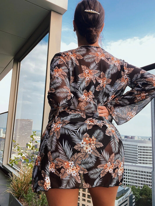 Swimsuit Female Split Three-piece High Waist Long Sleeve Ins Blouse Sunscreen