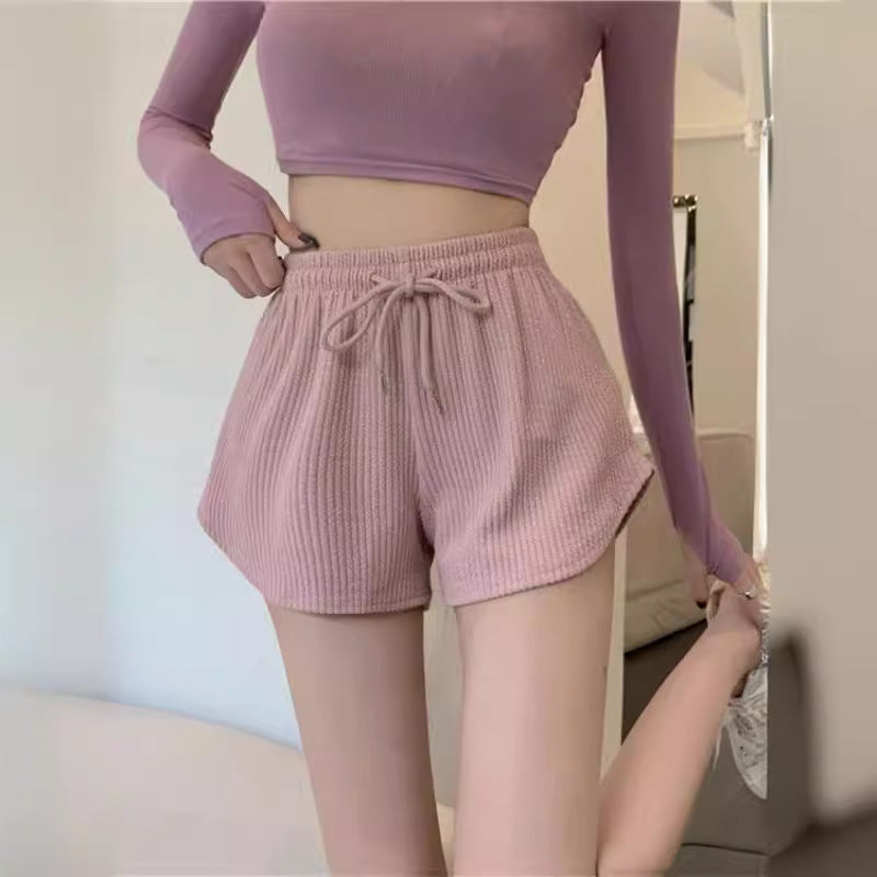 Women's Shorts Waffle New Summer High Waist Plus Size Shorts Internet Celebrity Fitness Sports Pants Loose Casual Pants