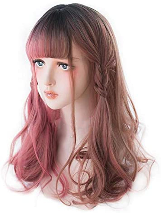 Wigs European And American Fashion Wigs New Products Dyeing Highlighting Multicolor Gradient Long Curly Hair Set Wig Headgear Wholesale
