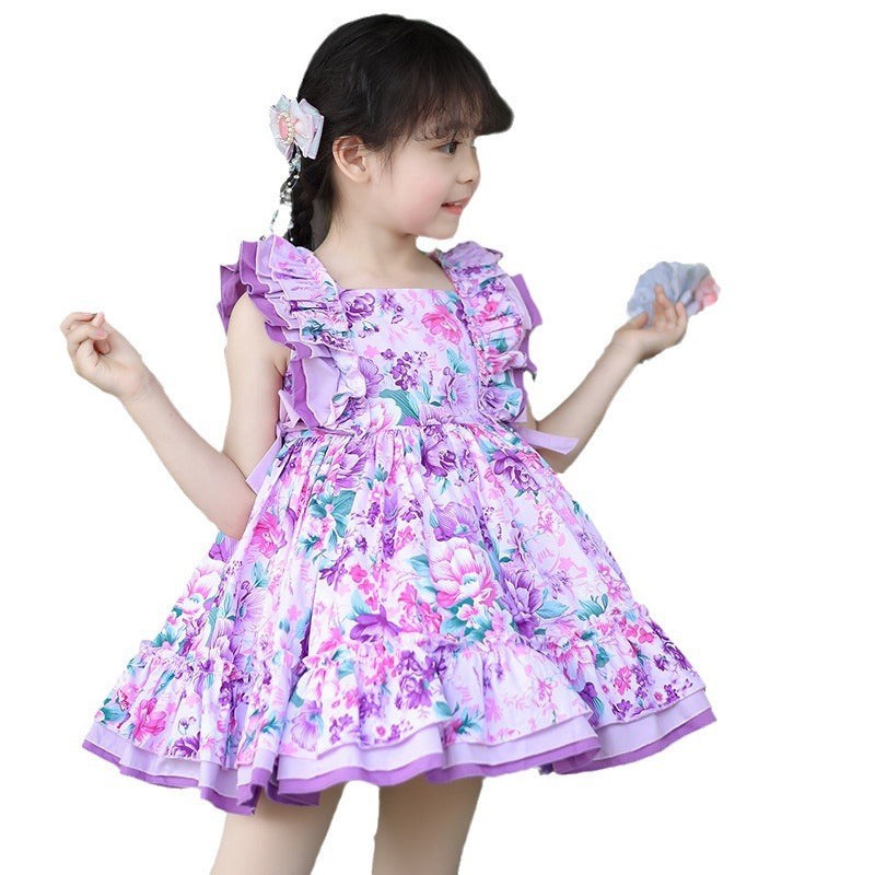 Summer New Arrival Cute Girls Princess Dress Lolita Baby Girl Floral Dress Lolita Children's Wear