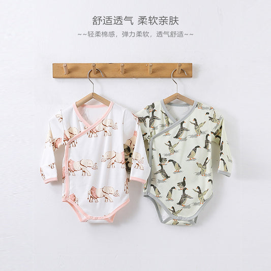 1c Baby Clothes Baby Spring Cotton Jumpsuit Long-sleeved Triangle Romper Romper Baby Bottoming Bag Fart Clothing
