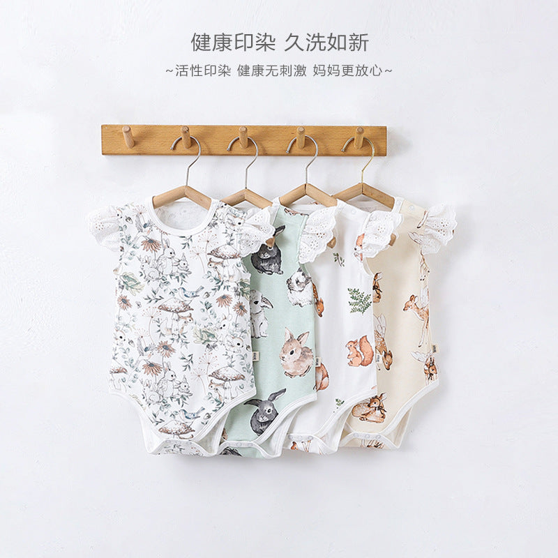 Summer New Baby Fart Clothes Ins Female Baby Short-sleeved Romper Newborn Jumpsuit Baby Romper Thin Section
