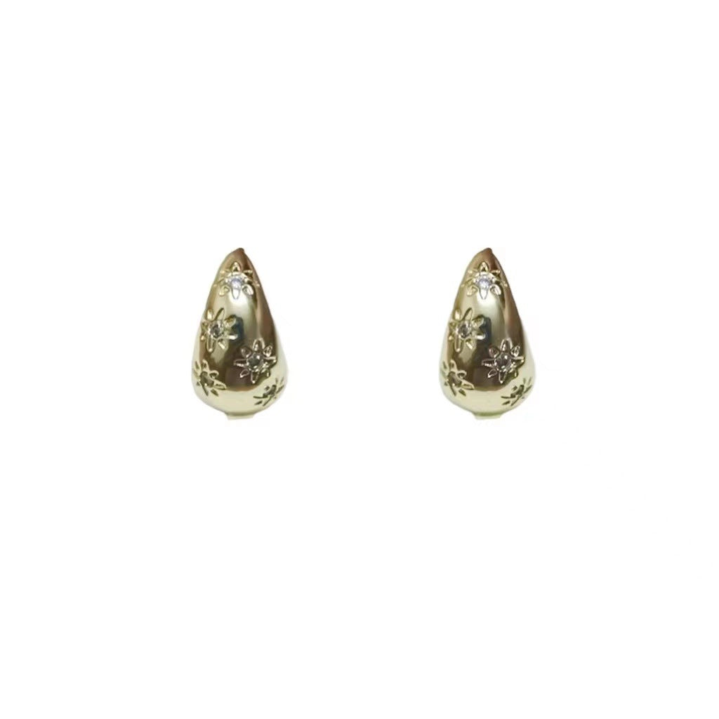 Water Drop Earrings 2023 New Arrival Trendy Metal Star Earrings Women's Elegant Korean-style Light Luxury Simple High-end Sense Earrings