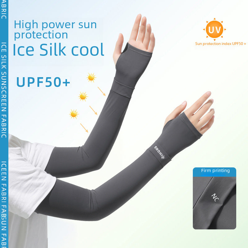 Summer Ice Silk Sleeves Anti-ultraviolet Breathable Quick-drying Sunscreen Sleeves Women's Outdoor Sports Sunscreen Arm Sleeves