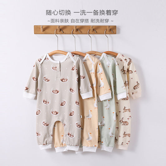 Baby Clothes Autumn Cotton Baby Jumpsuit For Boys And Girls Baby Harper Climbing Clothes Spring And Autumn Base Home Pajamas