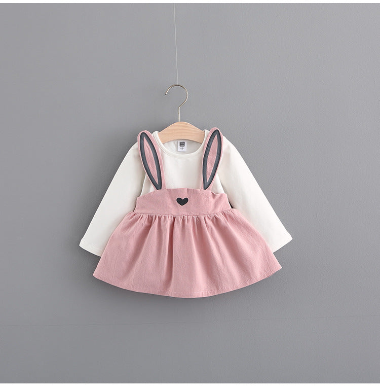 2022 autumn new Korean children's clothing, girls cute rabbit dress, baby baby princess dress 916
