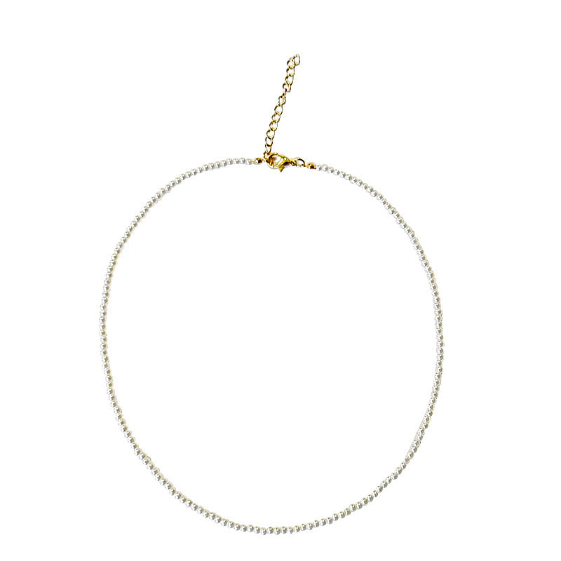 Extremely Small Bead Necklace 2023 New Style Elegant All-match Niche Design French Style Light Luxury Women's Small Pearl Clavicle Chain