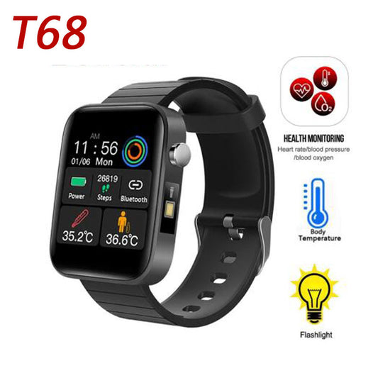 Waterproof Smart Bracelet T68: Full Touch Health Monitoring Bluetooth