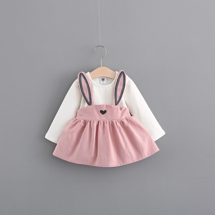 2022 autumn new Korean children's clothing, girls cute rabbit dress, baby baby princess dress 916