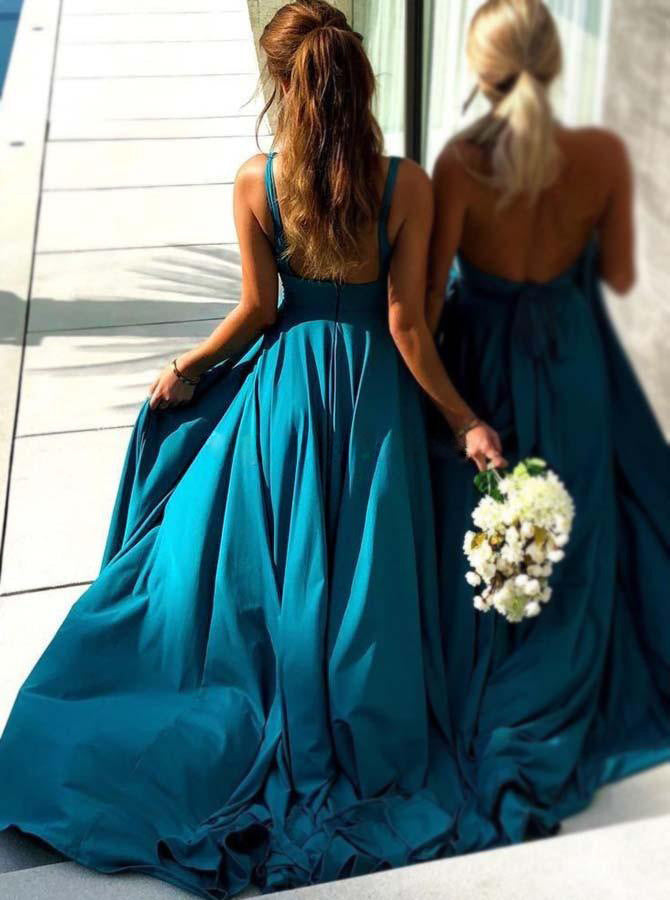 2020 Summer New European And American Foreign Trade Women's Clothing Amazon Cross-border New Strap Deep V Dress Bridesmaid Dress New