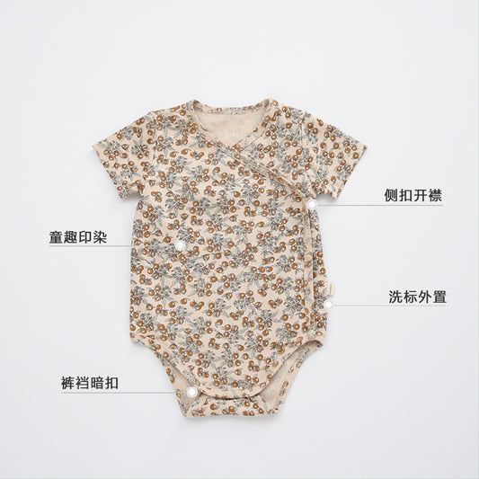 Baby Short-sleeved Jumpsuit Wrap Fart Clothes New Men's And Women's Baby Summer Triangle Hakka Slim