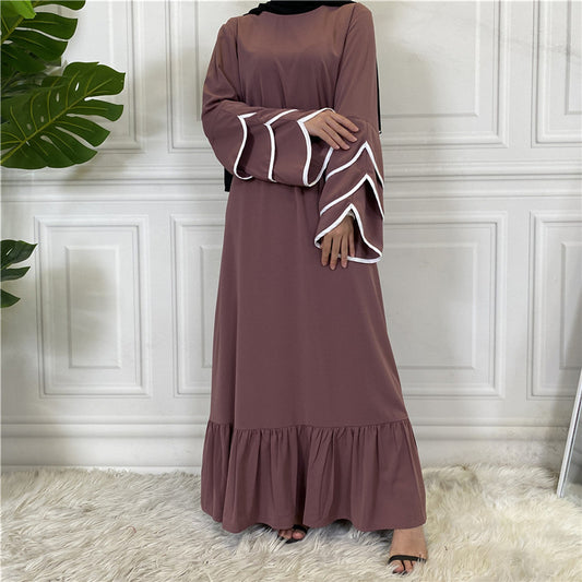 Women's Clothing Pleated Loose Big Hem Muslim Fashion Dress