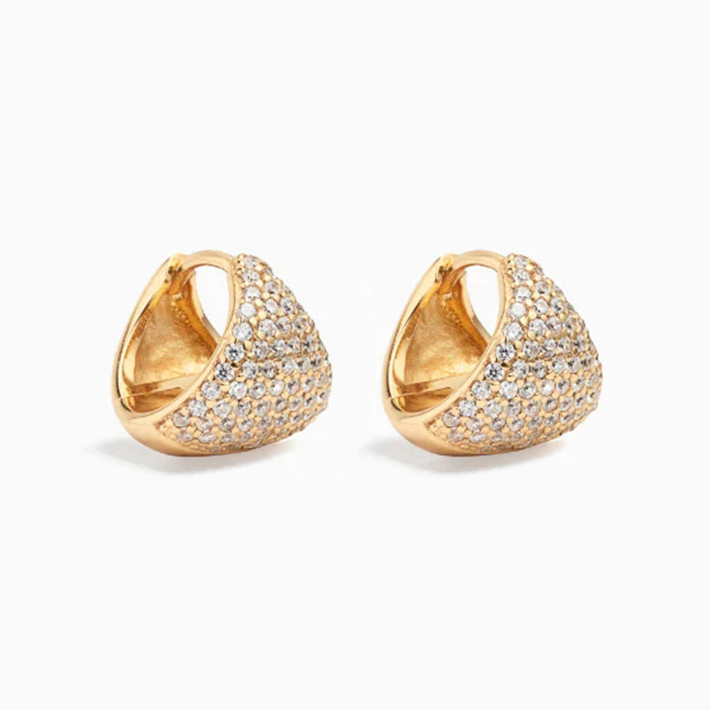 S925 Sterling Silver Fashion Exquisite Full Diamond Triangle Ear Buckle Women's Light Luxury Elegant High-end Design Sense Autumn And Winter Earrings