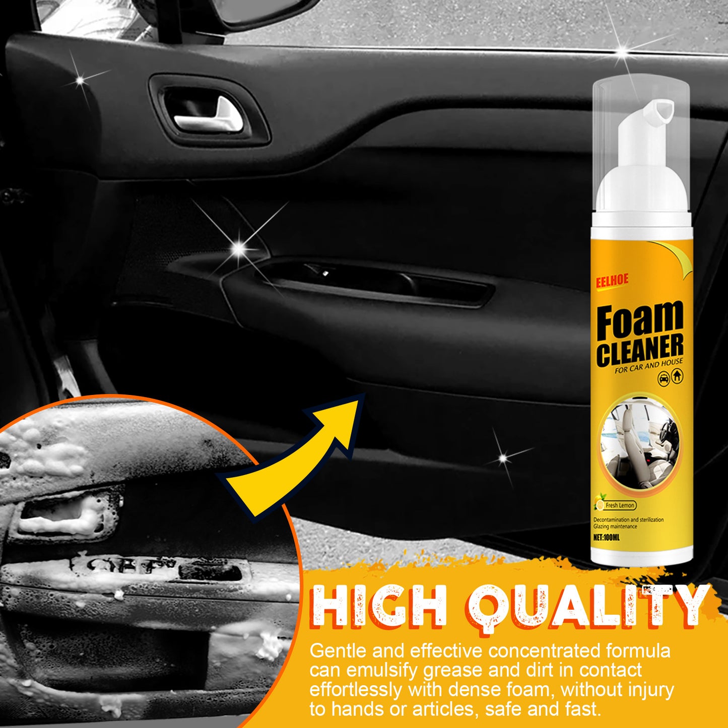 EELHOE Multifunctional Foam Cleaner Supplies Car Interior Decontamination Seat Cleaner Foam Head