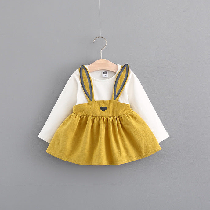 2022 autumn new Korean children's clothing, girls cute rabbit dress, baby baby princess dress 916