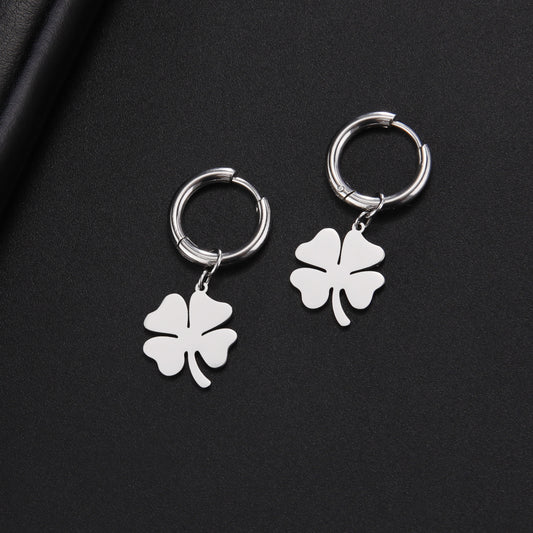 Lucky Four-leaf Clover 304 Material Stainless Steel Earrings