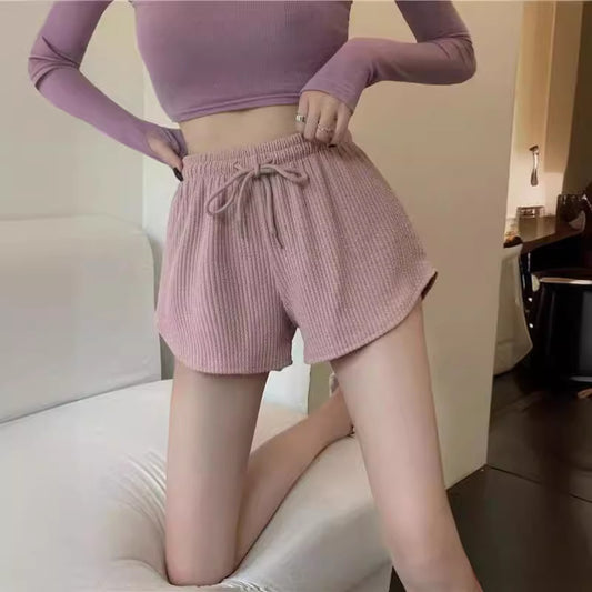 Women's Shorts Waffle New Summer High Waist Plus Size Shorts Internet Celebrity Fitness Sports Pants Loose Casual Pants