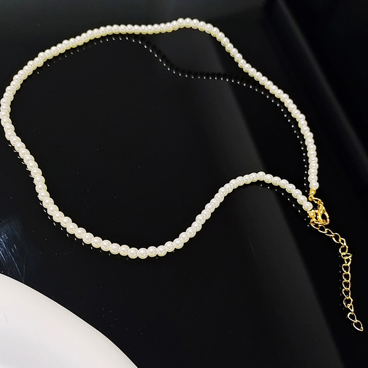 Extremely Small Bead Necklace 2023 New Style Elegant All-match Niche Design French Style Light Luxury Women's Small Pearl Clavicle Chain