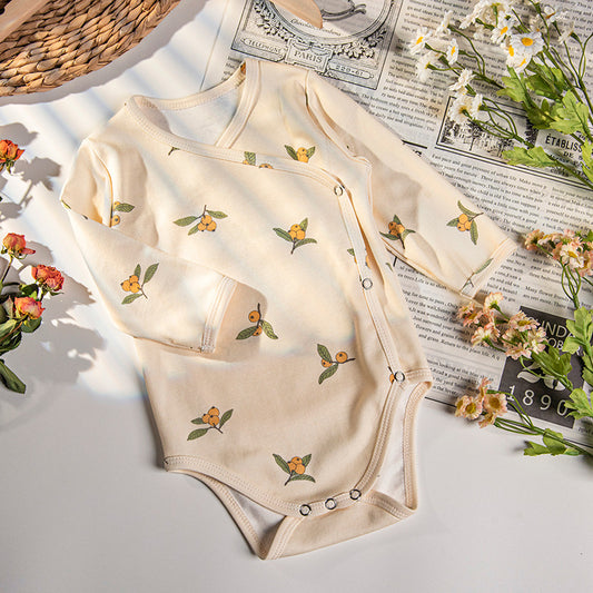 Baby Summer Air-conditioned Clothes Thin Bamboo Cotton Long-sleeved Jumpsuit Baby Romper