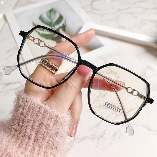 2021 New Anti-blue Light Glasses Female TR Korean Version Of The Trendy Style Plain Net Red Flat Glasses Frame Students Myopia Finished Products