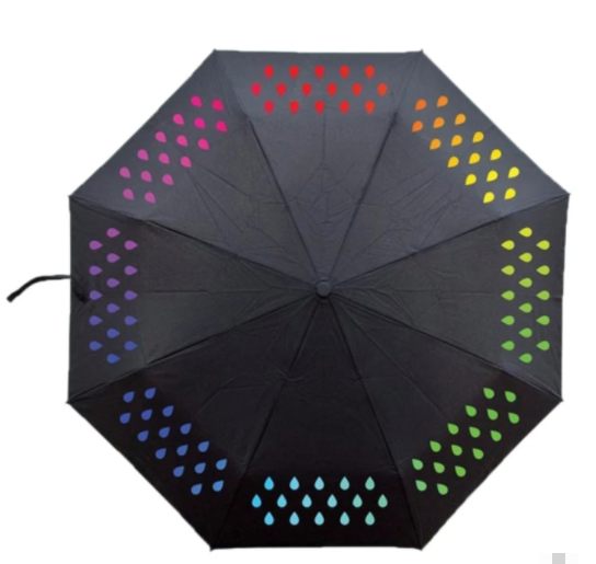 Water Color Changing Umbrella Tri-folding Hand-opening Color Gradient Raindrop Color Changing Umbrella Color Changing Umbrella Customization