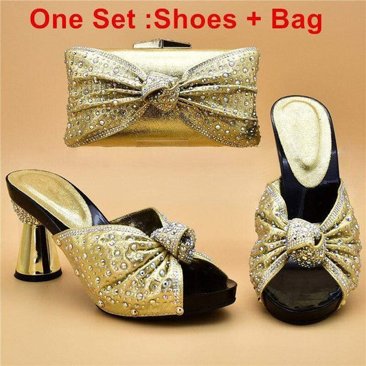 New Arrival Italian Shoes with Matching Bags African Women Shoes and Bags Set for Prom Party Summer Sandal High Quality Pumps
