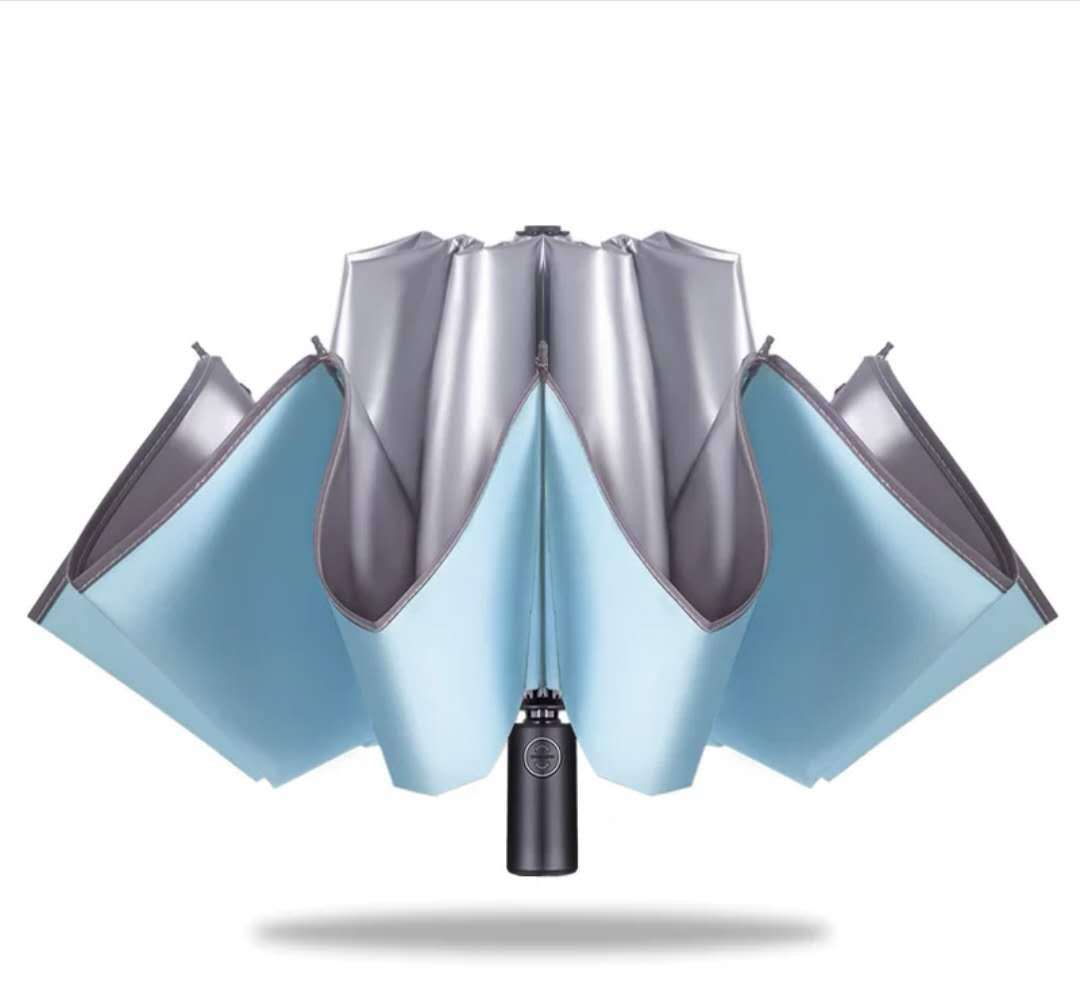 Automatic Wrapped Umbrella Rain Or Rain Titanium Silver Reverse Umbrella