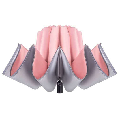 Automatic Wrapped Umbrella Rain Or Rain Titanium Silver Reverse Umbrella
