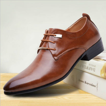 New Products Leather Shoes Men&#039;s Retro Pointed Toe Large Size Polished Leather Shoes Business Formal Wear Office Youth Shoes Men&#039;s Trend