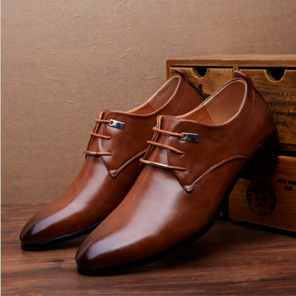 New Products Leather Shoes Men&#039;s Retro Pointed Toe Large Size Polished Leather Shoes Business Formal Wear Office Youth Shoes Men&#039;s Trend