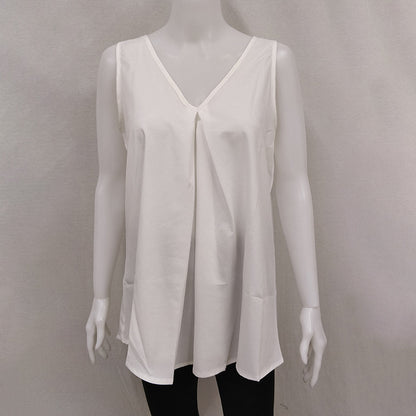 New Summer New Hot Style Hem Loose Sleeveless Solid Color Top Chiffon Shirt