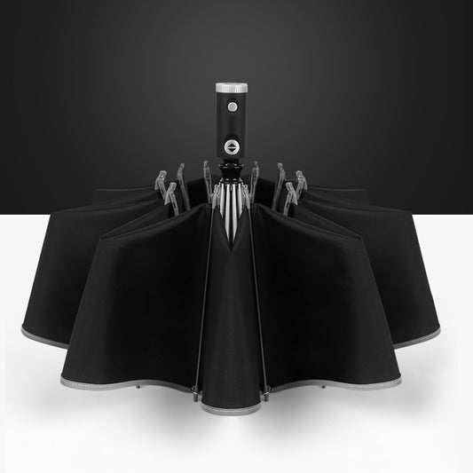 German Car Reverse Umbrella Led Light Night Reflective Automatic Clear Umbrella Black Glue Sunscreen Gift Advertising Umbrella