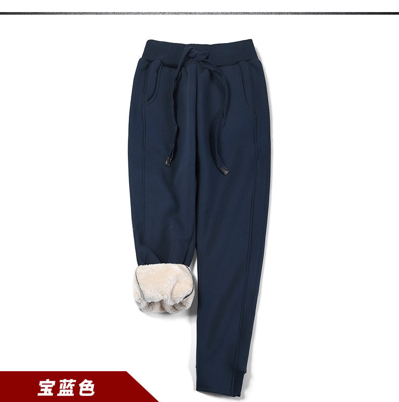 Amazon Products Plus Velvet Padded Sports Pants Women&#039;s High-waist Loose-fitting Feet Warm Autumn And Winter Lamb Wool