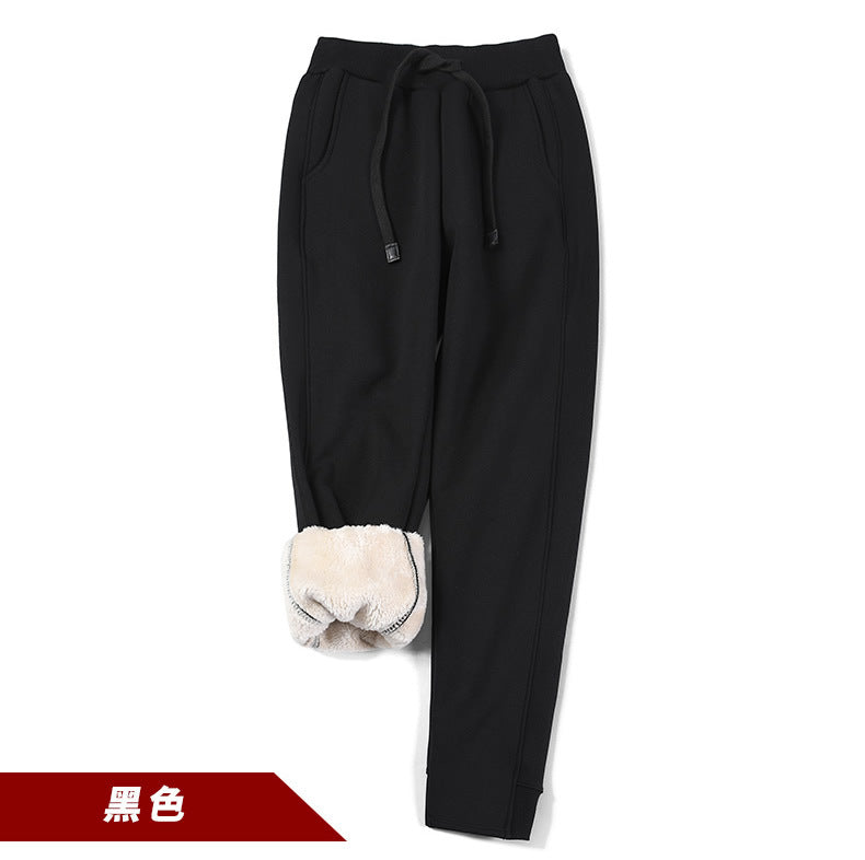 Amazon Products Plus Velvet Padded Sports Pants Women&#039;s High-waist Loose-fitting Feet Warm Autumn And Winter Lamb Wool