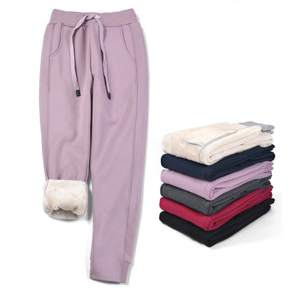 Amazon Products Plus Velvet Padded Sports Pants Women&#039;s High-waist Loose-fitting Feet Warm Autumn And Winter Lamb Wool