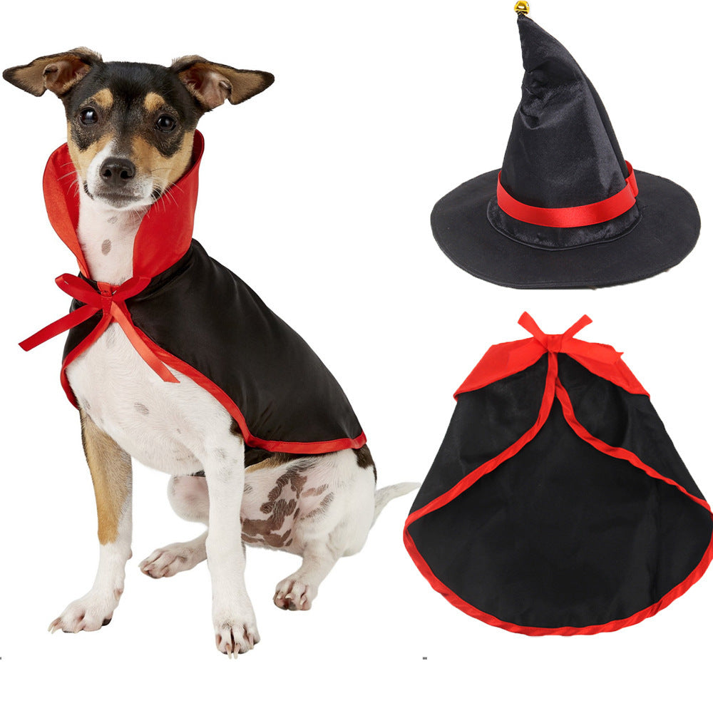 Amazon New Halloween Cloak Set Pet Dog Cloak Cat Cloak Hat Set Decorations