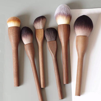 Jujube Wood Series Fiber Hair Loose Powder Brush Honey Powder Brush Seamless Foundation Blush Contouring Cosmetic